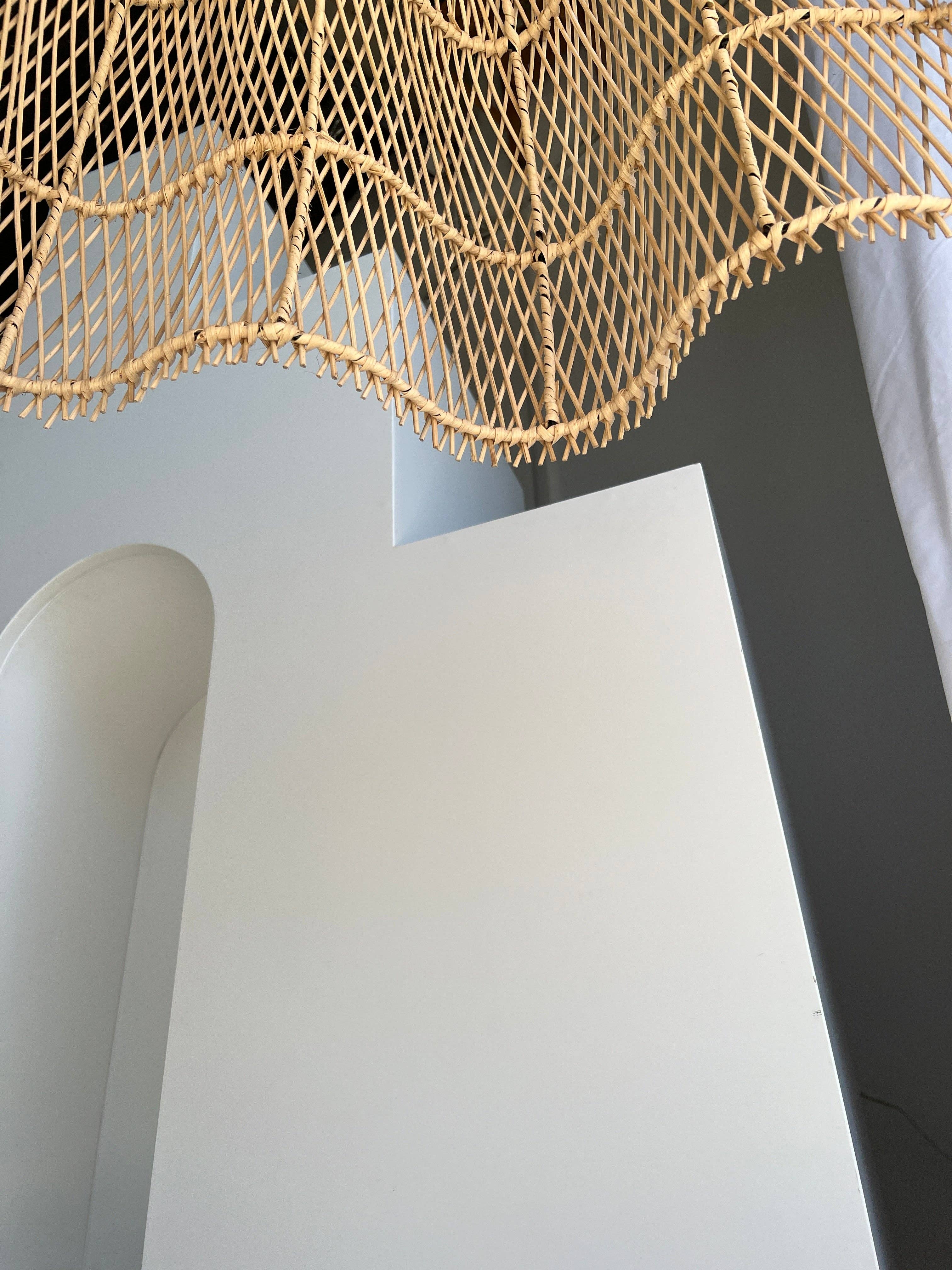 Office Objets - Wholesale Chandelier/Hanging Light - Pendant light, flower-shaped rattan fixture, tulip, corolla H:80cm D80cm55