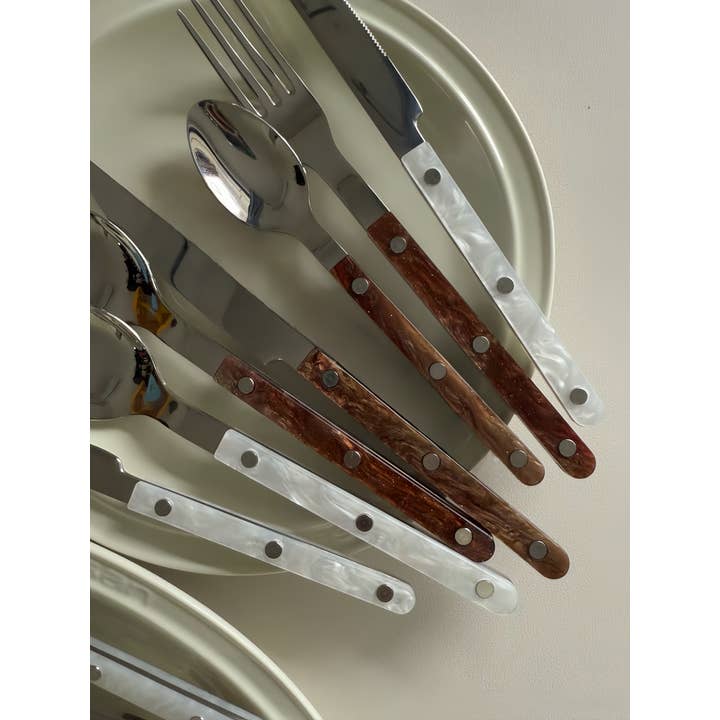 INSPECIAL HOME - Wholesale Flatware Set - Set of 10 Pcs Modern Nebula Pattern Cutlery Flatware Utensil10