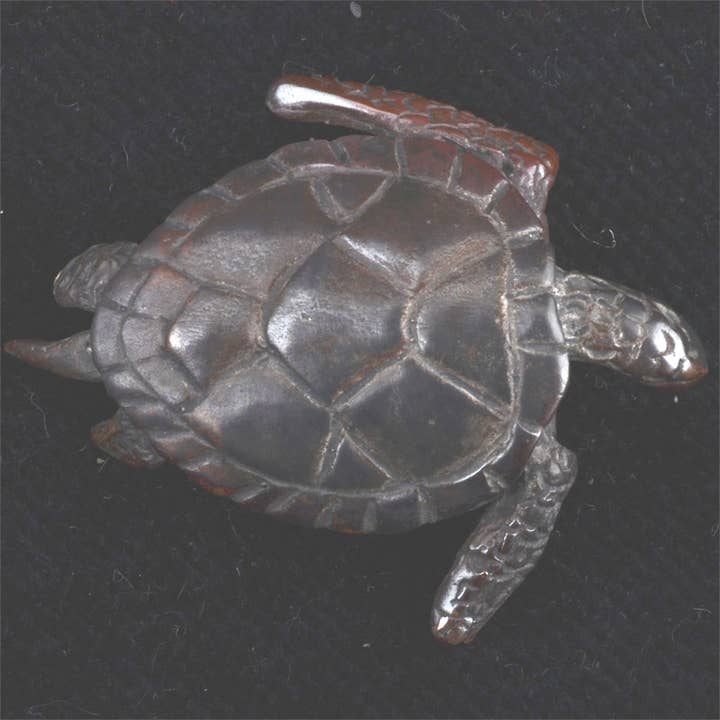 Toboggan tortue luth par Bob Burkett à Shibuichi pour la vente par Tiger Tiger Beads LLC