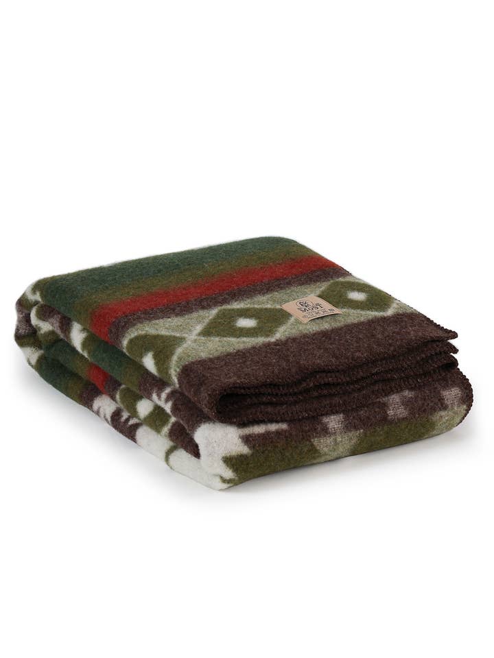 Wool bed blanket TRIBE - single - green for wholesale by MoST