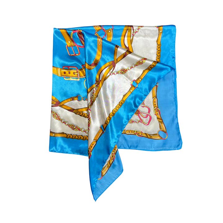 Lili Scarves – wholesale Scarf – Women's – Belted Chain Pattern Silk Touch Square Scarf3