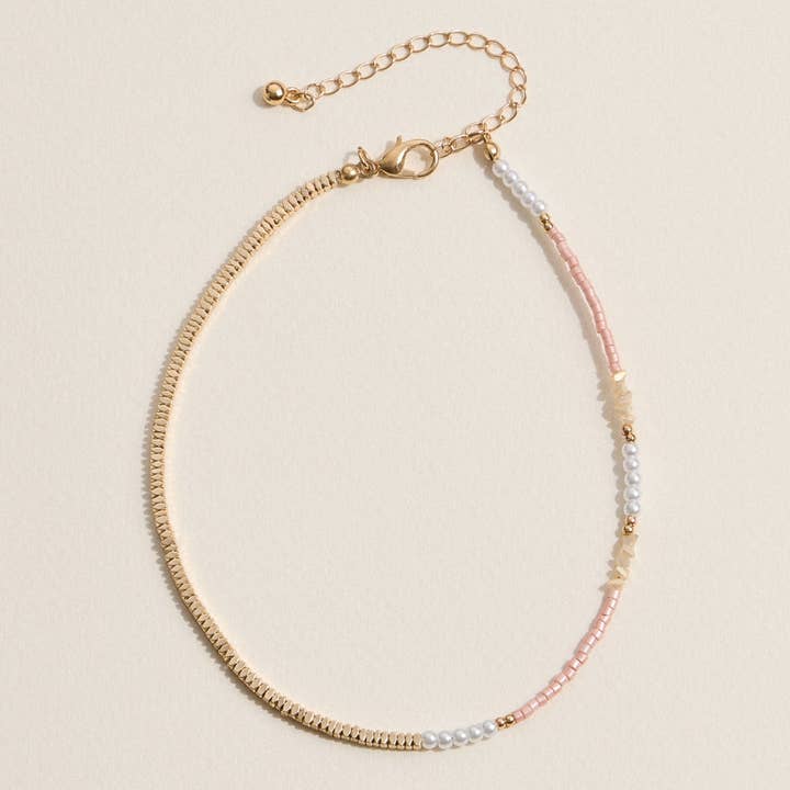 Frem - Wholesale Anklet - Beaded Anklet with Pearls and Gold Accents3