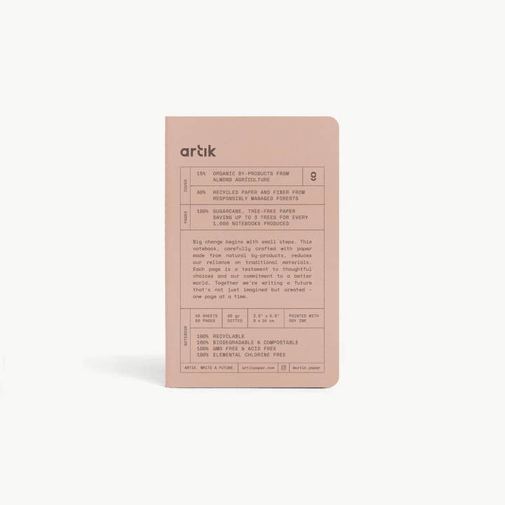 Artık - Wholesale Notebook - Artik Pack Of 3 Pocket Singer Sewn Notebooks Dotted Almond