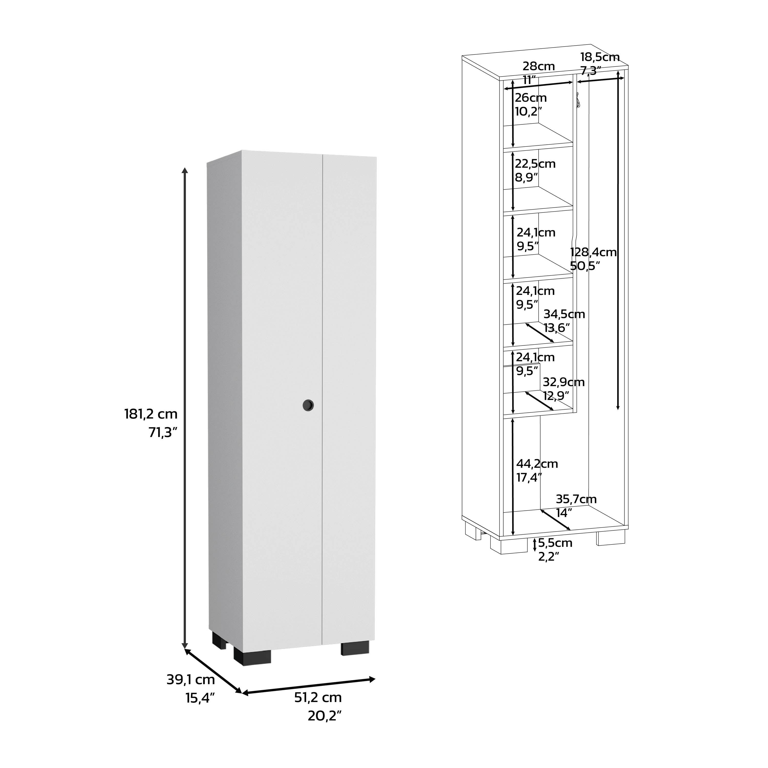 Blank Lake Bathroom Column in melamine with 2 doors and 6 shelves for wholesale on Faire6