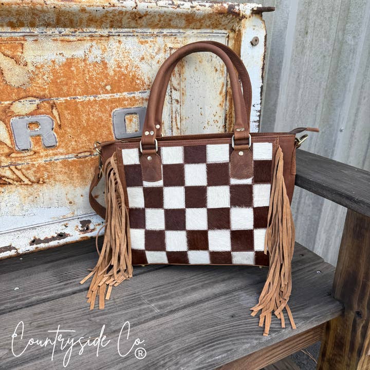 Texas Western Cowhide Bags and More - Wholesale Top Handle Bag - Women's - Canyon Check Cowhide Purse7