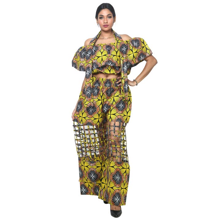 Women's Crop Top and Cage Pant Set -- FI-ST-2010 and FI-ST-118 for wholesale by African Stars