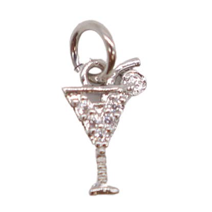 The Charm Bar Company - Vente Breloques/médailles personnalisées - Breloque martini « Classic Cocktail » en argent0