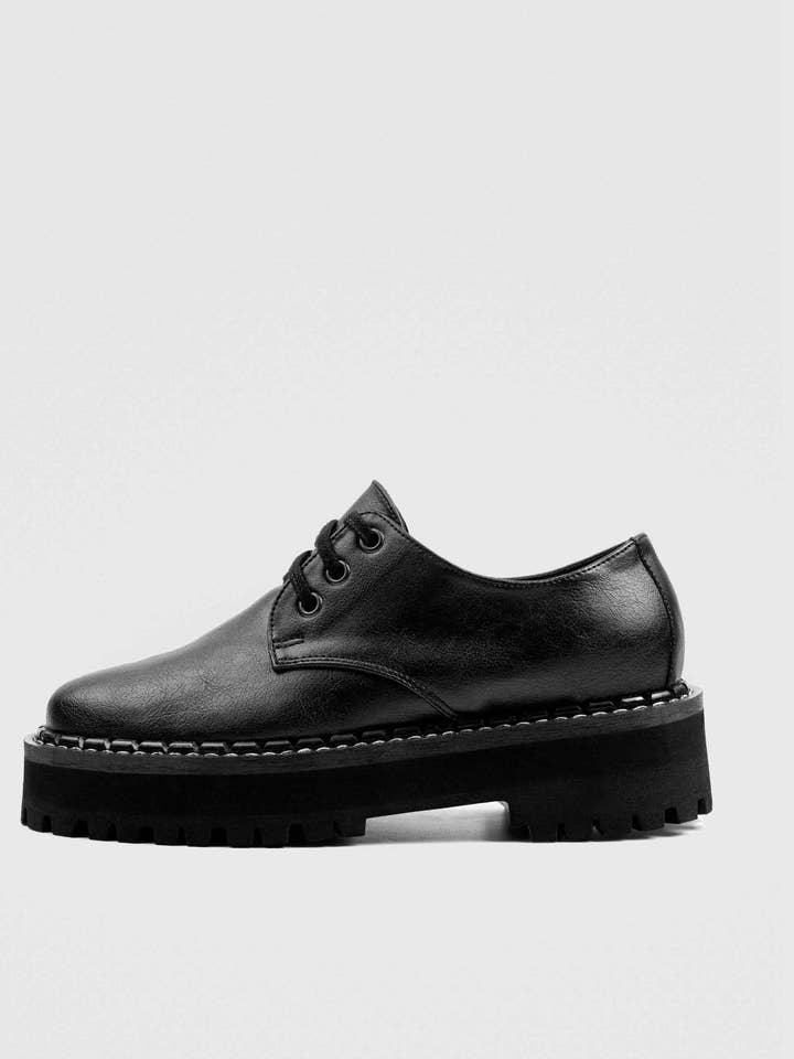 Chunky Derbs Boy Black Vegea Grape Leather Derby for wholesale by Bohema Clothing