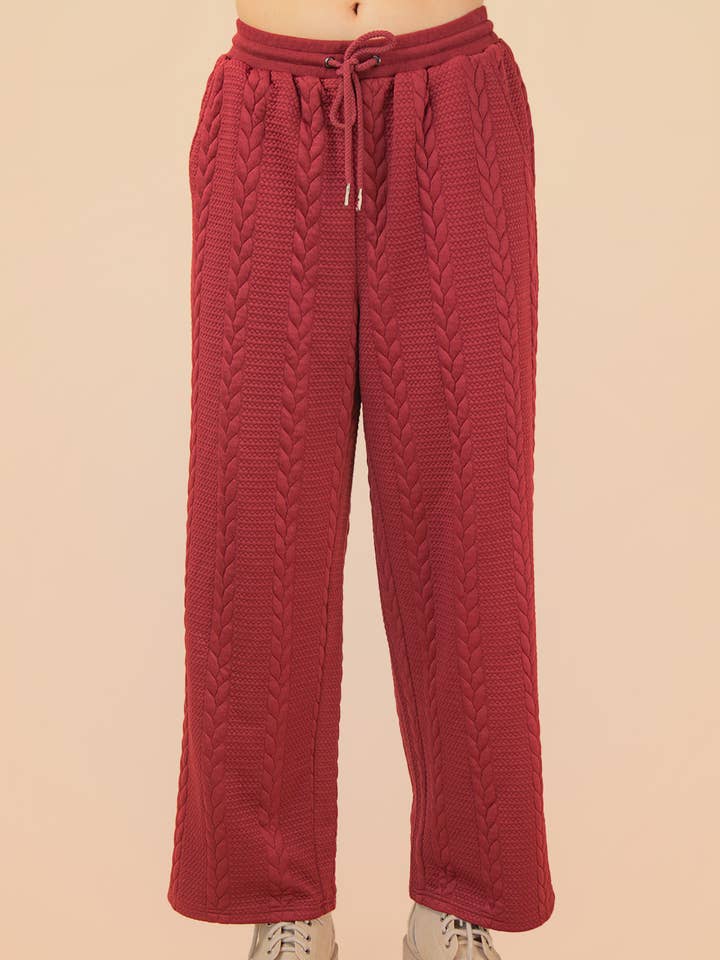 NP70980-Cable Knit Textured Knit Comfy Pants for wholesale by VERY J