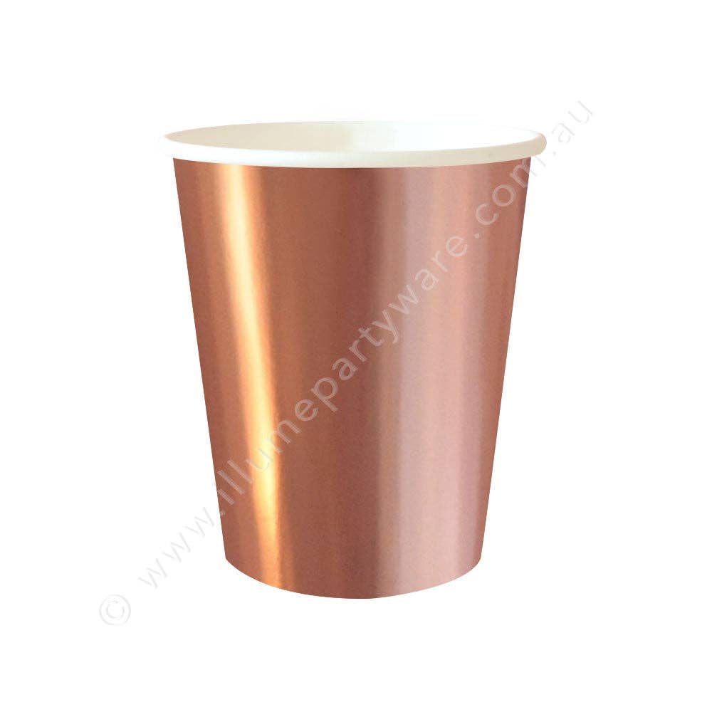 Illume Partyware - Wholesale Disposable cup - Rose Gold Foil Cup - Pack of 10 - 9OZ (300ml)