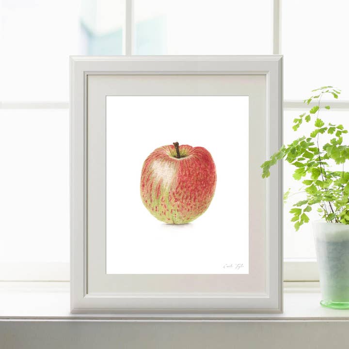 Frugtmaleri, Frugtmaleri, Apple Print, Æble Print, Frugtmaleri, Realistisk madkunst, for engroshandel hos Emilie Taylor