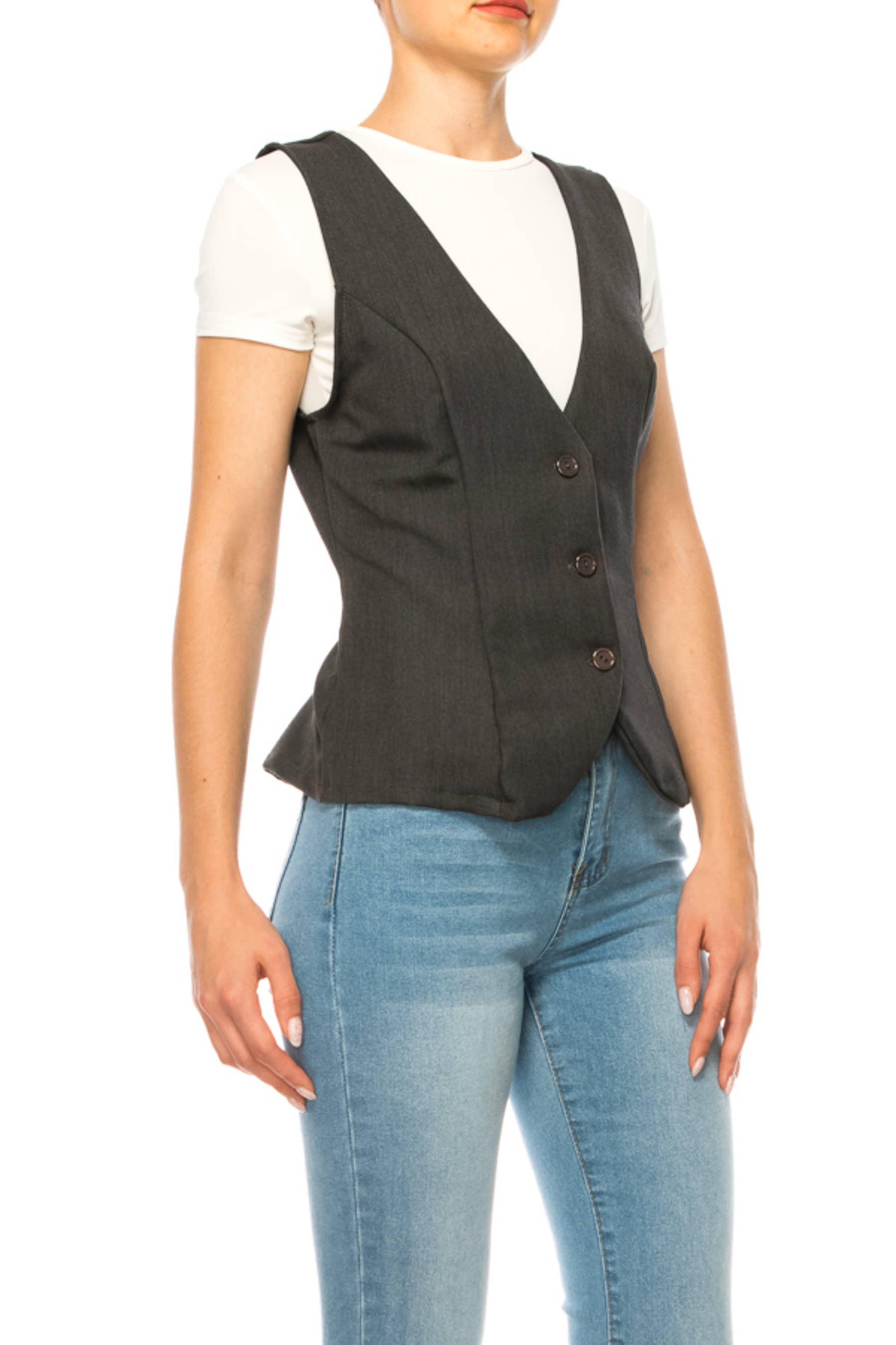 MOA COLLECTION - Wholesale Suit Vest - Women's - Women's Dressy Casual Racerback Vest Tuxedo Suit Waistcoat1