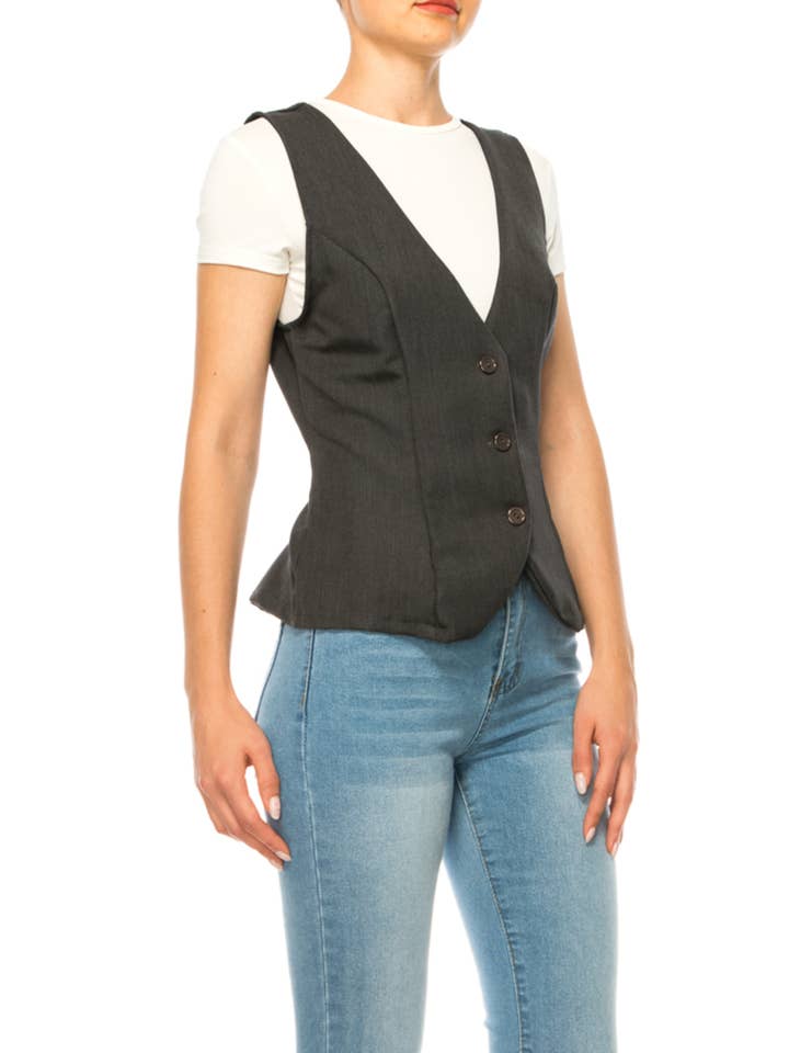 MOA COLLECTION – wholesale Suit vest – Women′s – Women's Dressy Casual Racerback Vest Tuxedo Suit Waistcoat1