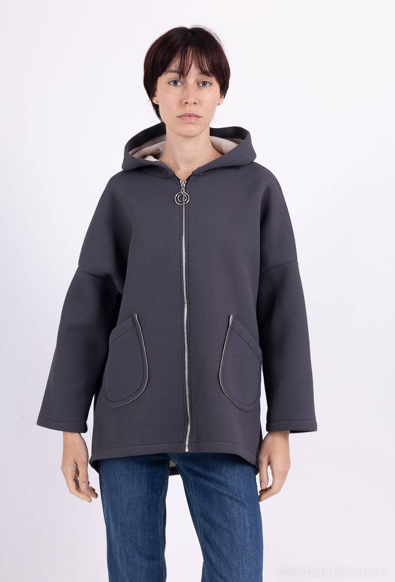 L'Emotion - Wholesale Hoodie - Women's - Neoprene Embossed Material Zip-Up Hoodie17