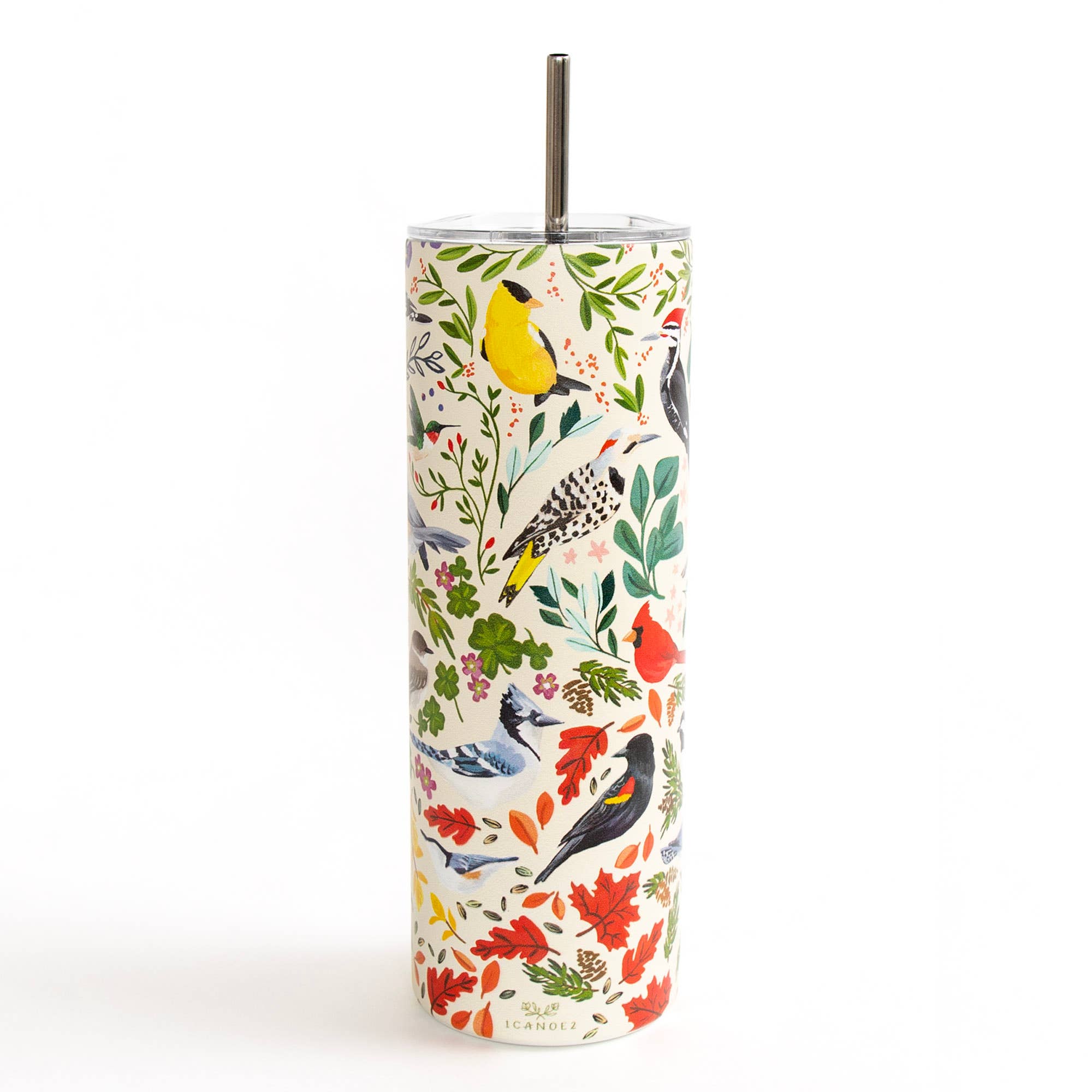 1canoe2 | One Canoe Two Paper Co. - Wholesale Insulated Mug/Tumbler - Feathered Friends Birds 20oz Stainless Steel Skinny Tumbler2