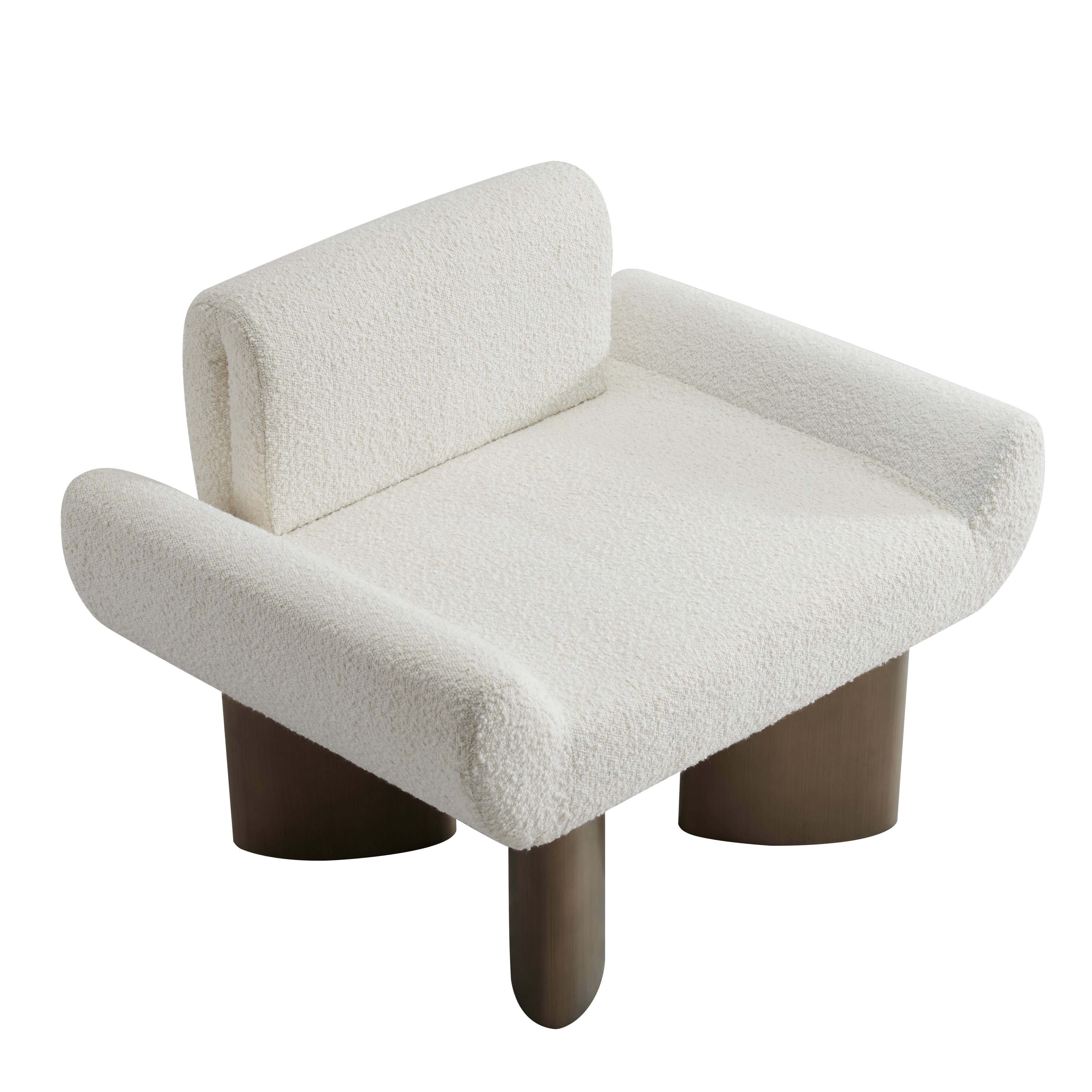 Statements by J - Wholesale Chair - Coco Modern Boucle White Accent Chair with Gold Base5