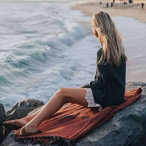 West Path – wholesale Throw blanket – Rust Red Baja Thunderbird Mexican Blanket