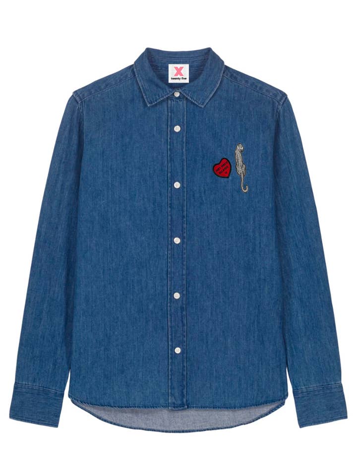 Camisa vaquera Street Chic con parches para venta al por mayor de Twenty Five