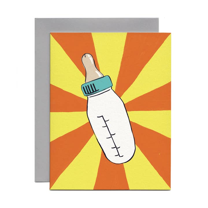 Pop Art Baby Bottle Card for New Parents for wholesale by Nowhere In Paradise