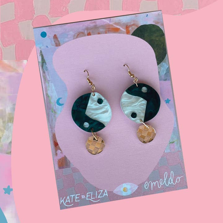 Boucles d'oreilles collaboratives Kate Eliza x Emeldo//yinny yannys pour la vente par Emeldo