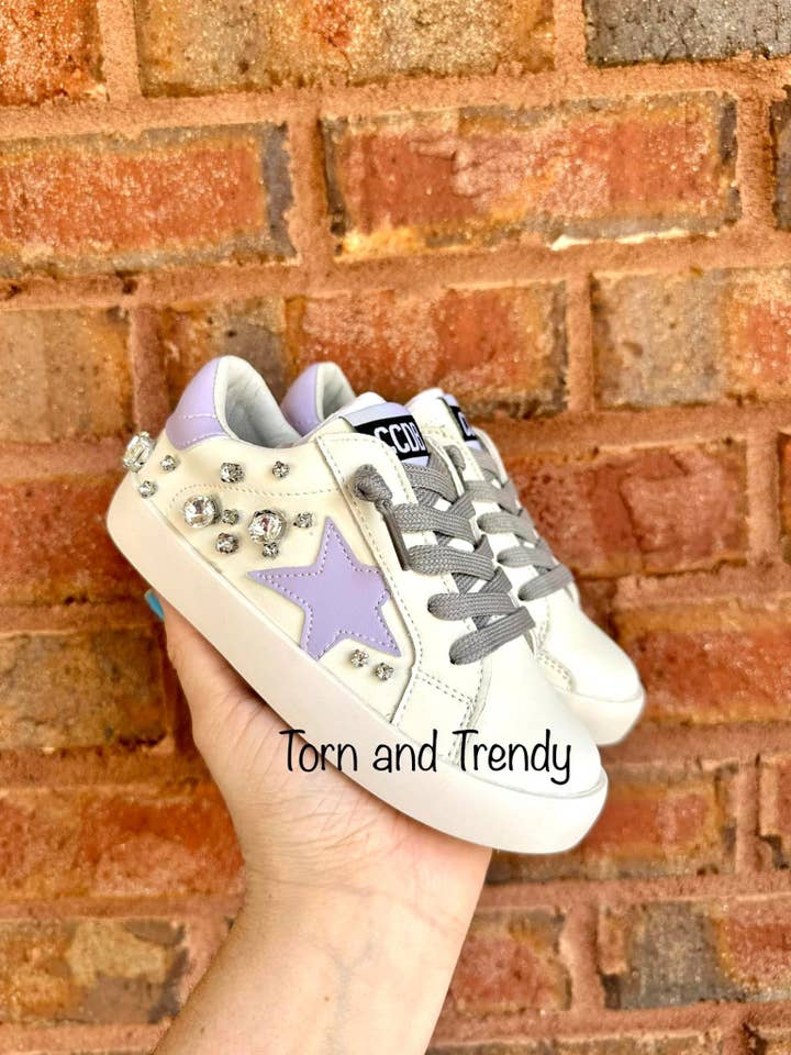 Lilla Star Sneaker Med Bling for engroshandel hos Torn and Trendy