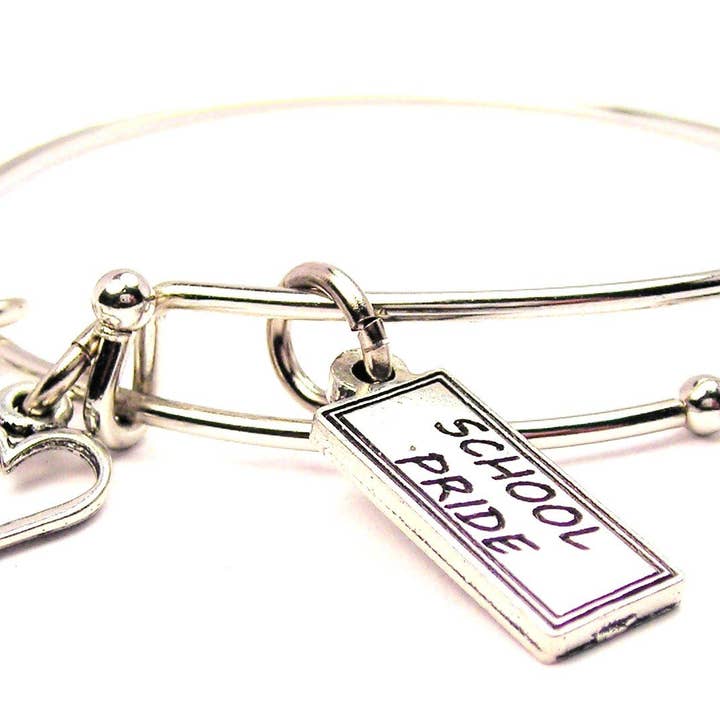 School Pride Tab Bangle Bracelet Sports Mascots Homecoming for wholesale by Chubby Chico Charms