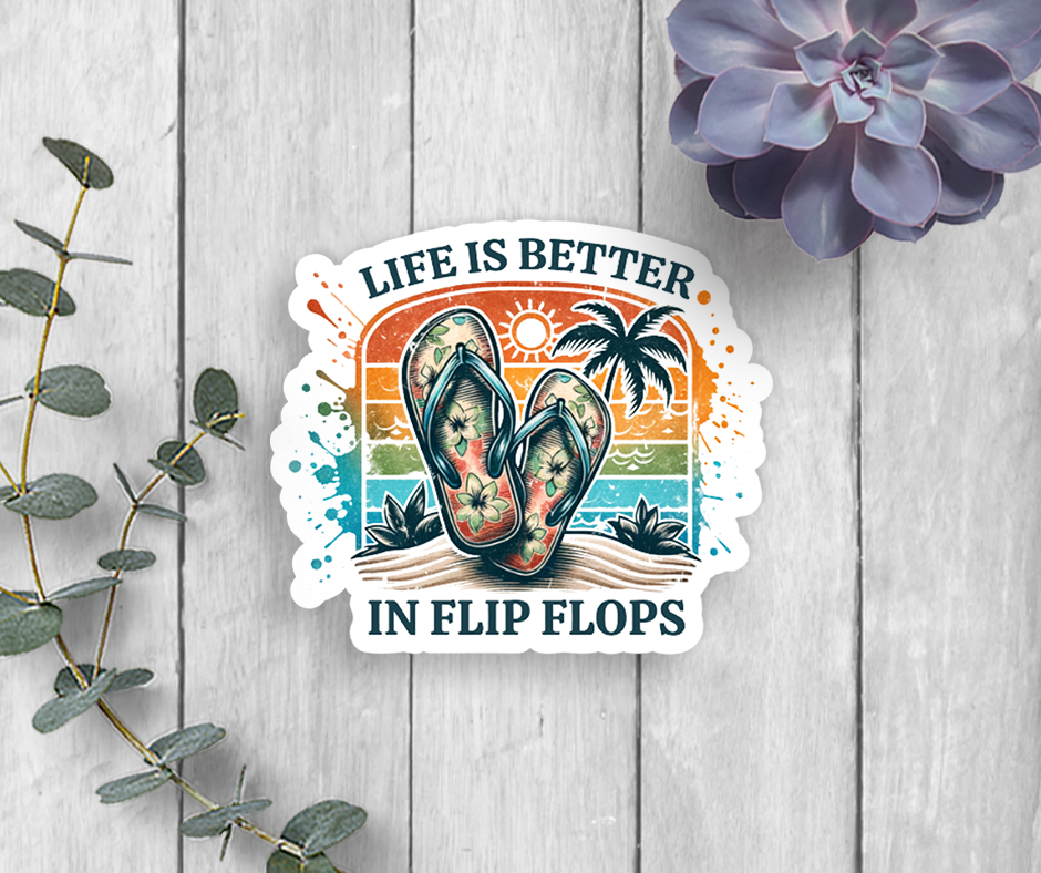 Expression Design Co - Wholesale Sticker - Beach Flip Flops Vinyl Sticker0