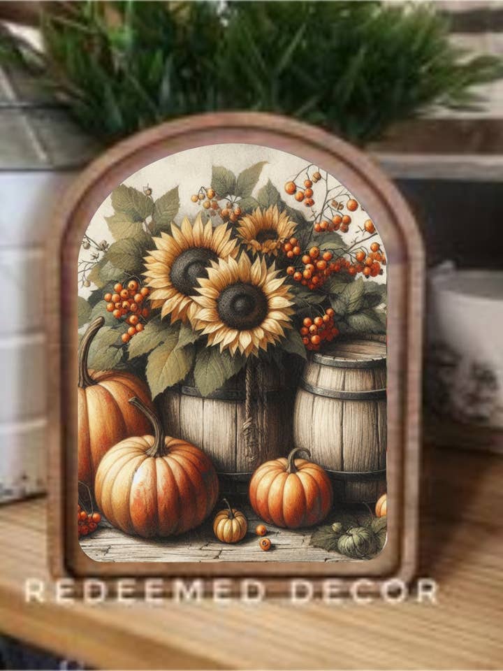 Bågformad Solros Tunnformad Inramad Konst för wholesale av Redeemed Decor