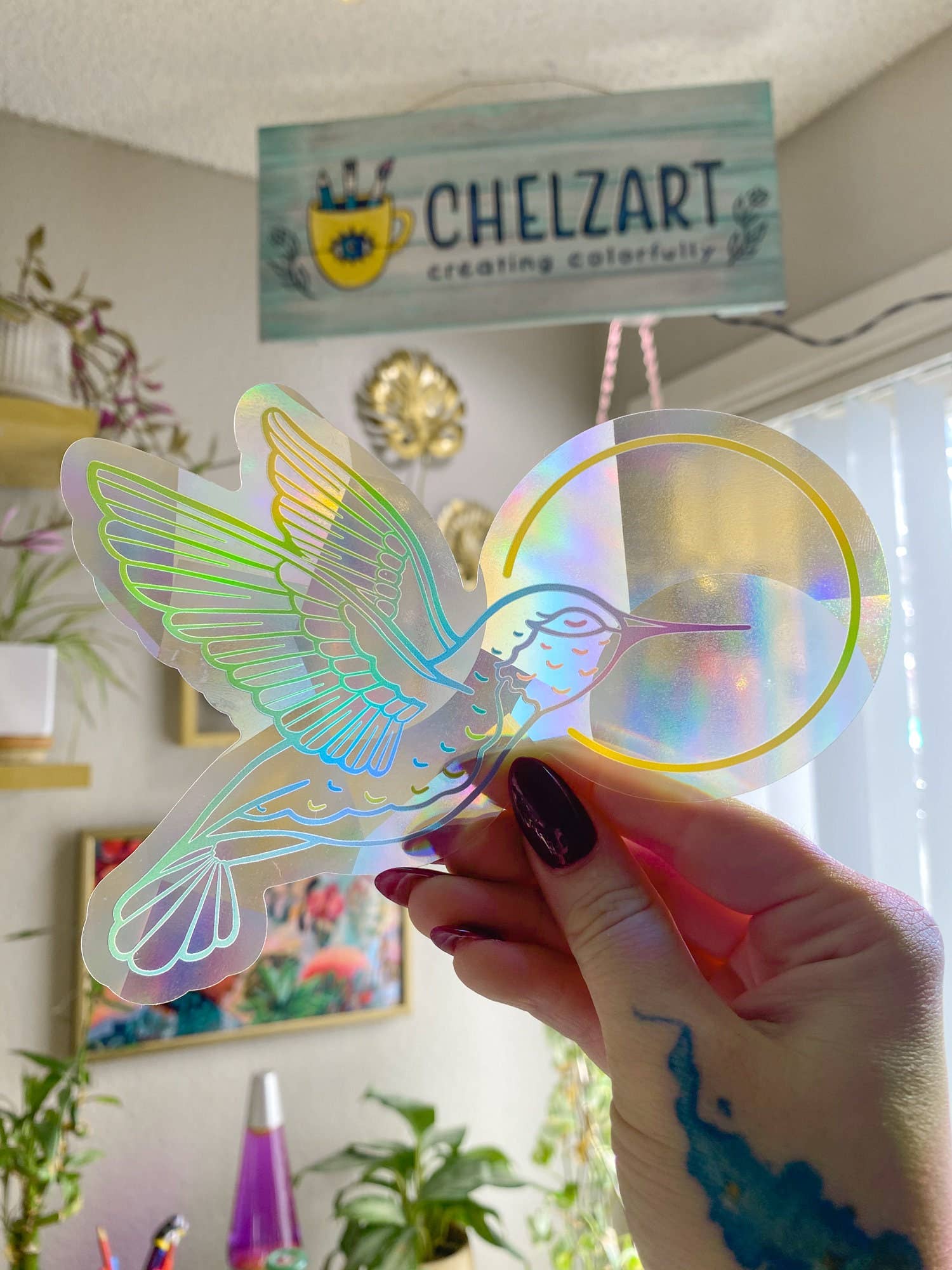 Chelzart - Wholesale Suncatcher - Hummingbird Rainbow Suncatcher | Colorful Window Decal 8