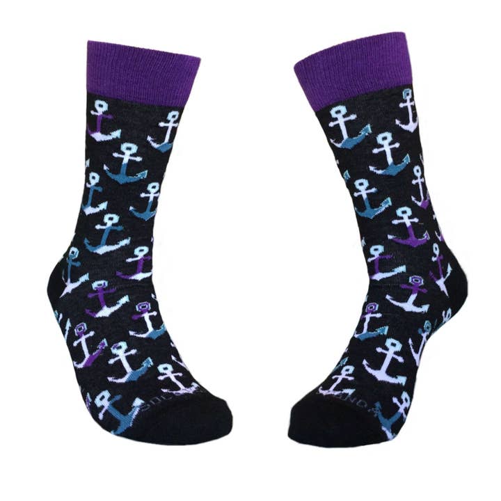 Chaussettes à motifs d'ancres colorées (adulte moyen) pour la vente par Sock Panda