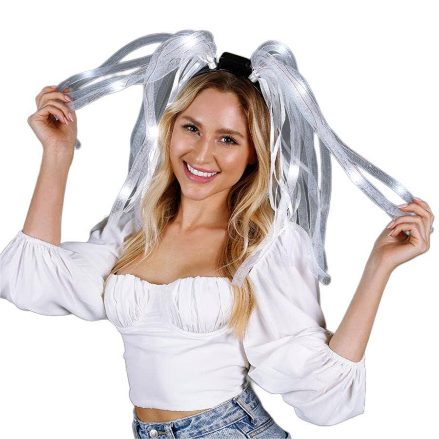 Blinkee.com, LLC - Wholesale Costume - Unisex - White LED Noodle Headband Flashing Dreads0