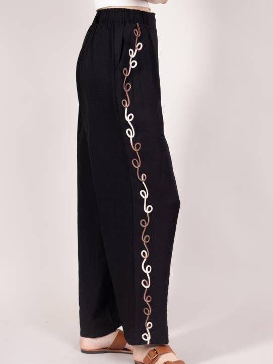 DIX-ONZE - Wholesale Pants - Women's - Embroidered Wide Pants7