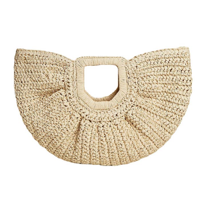 ACCITY - Wholesale Beach Bag - WOMEN PORTABLE MOON WOVEN STRAW BAG_CWAB08121