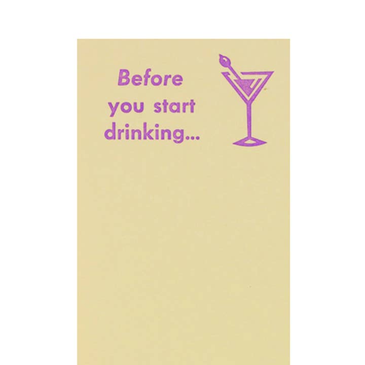 Bruno Press - Wholesale Stationery/Notecard Set - Before I Start Drinking — Funny To Do List Letterpress Stati1