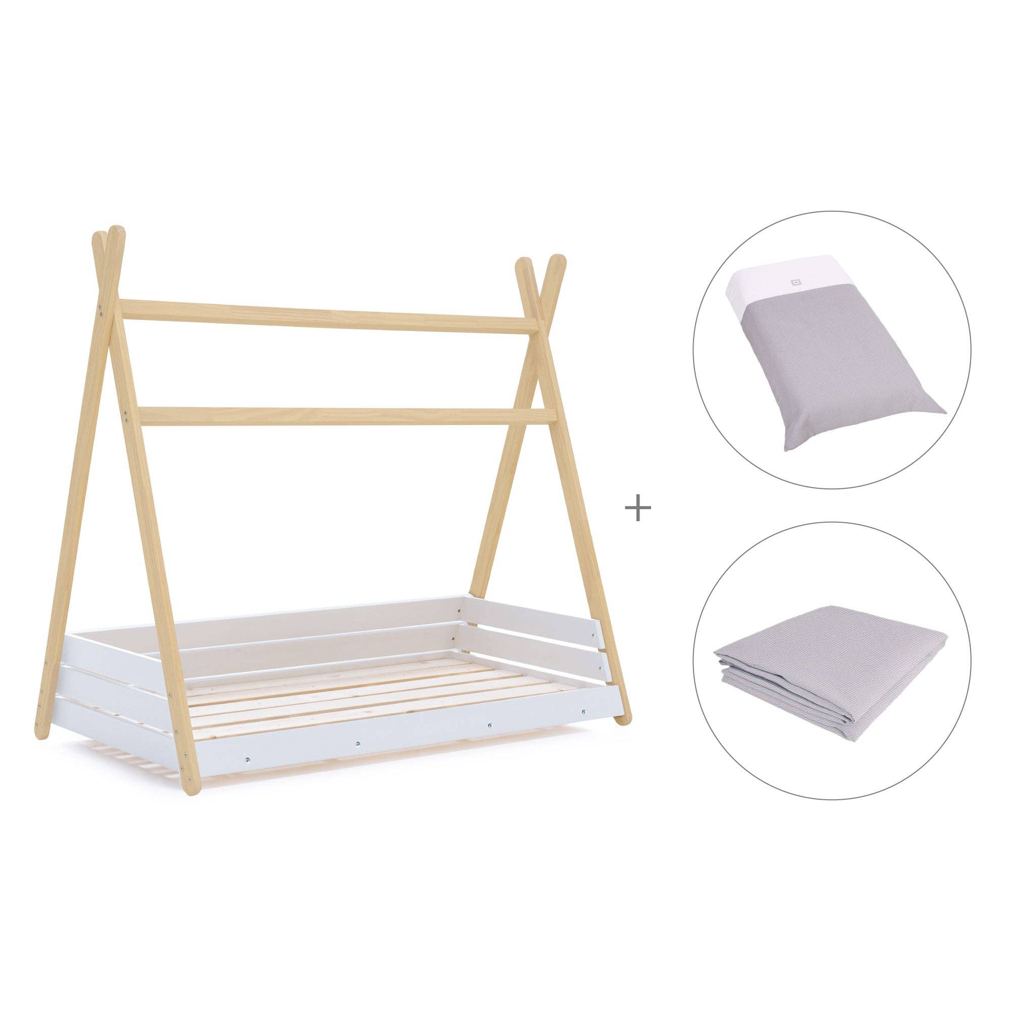 Alondra Baby – Großhandel Bett – Kind & Baby – Montessori-Bett Holz 90x200 cm mit Textil Carezza2