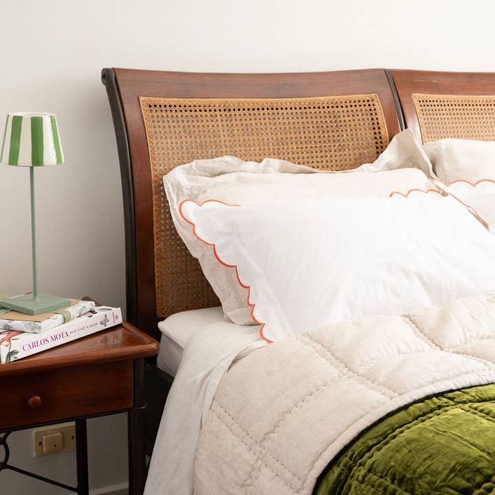 Orange Scalloped Edge 250TC Cotton Pillowcases for wholesale on Faire2