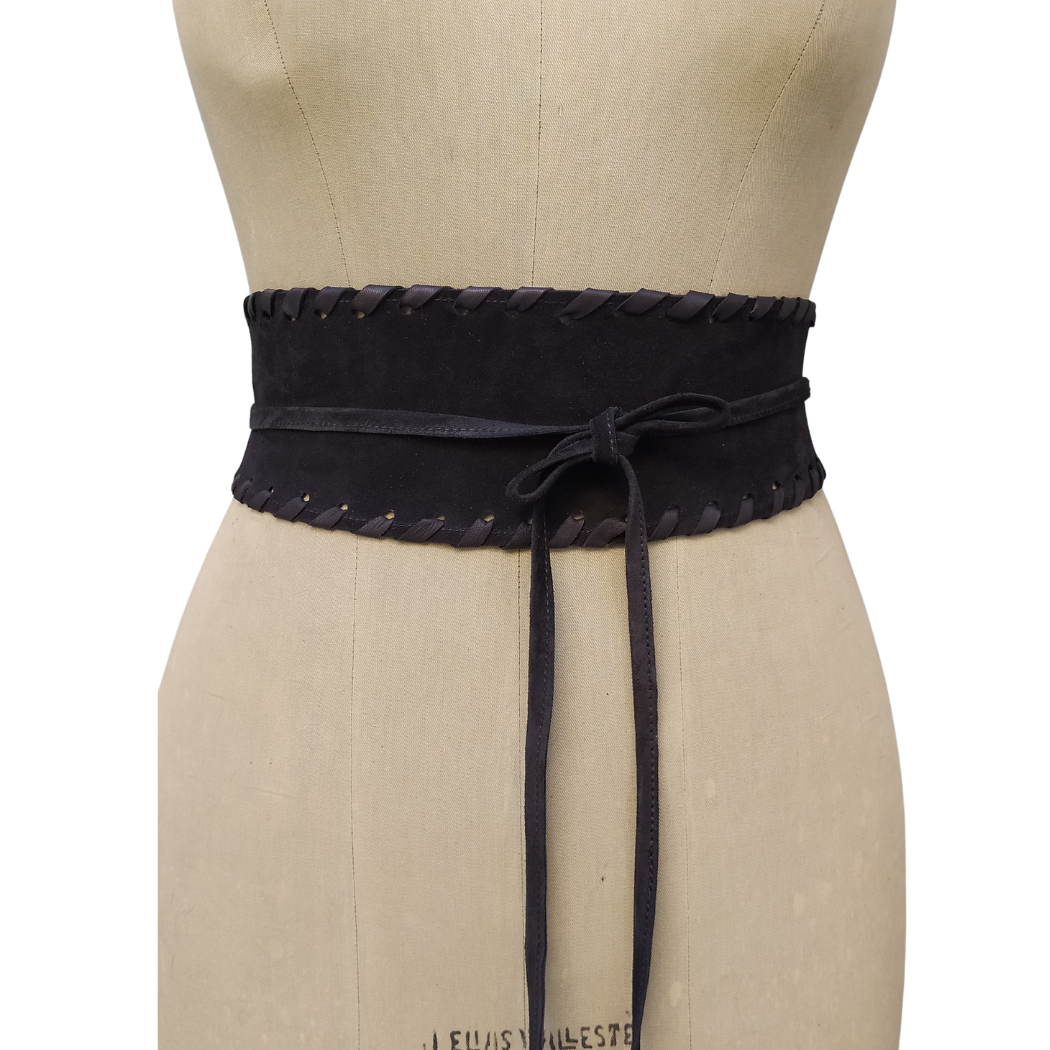 JUAN·JO GALLERY      (Leather Gallery, SCP) – Engroshandel Bælte - Dame – Boho-style bælte i ruskind med bindebånd - Brun7