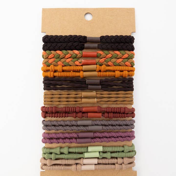 Multi Colored Twists & Braids Stackable Hair Tie Bracelet Set 🪢 for wholesale on Faire1