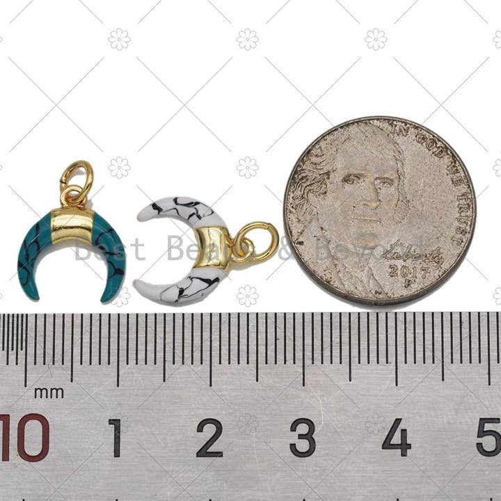 BestBeads&Beyond - Wholesale Individual Charm/Pendant - Blue/White OX Horn Pendant, Horn Charm, Sku#Y5972