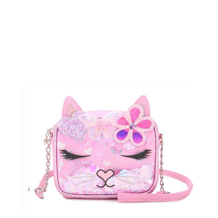 Miss Bella Kitty Cat Floral Bow Confetti Crossbody Bag for wholesale by OMG Accessories