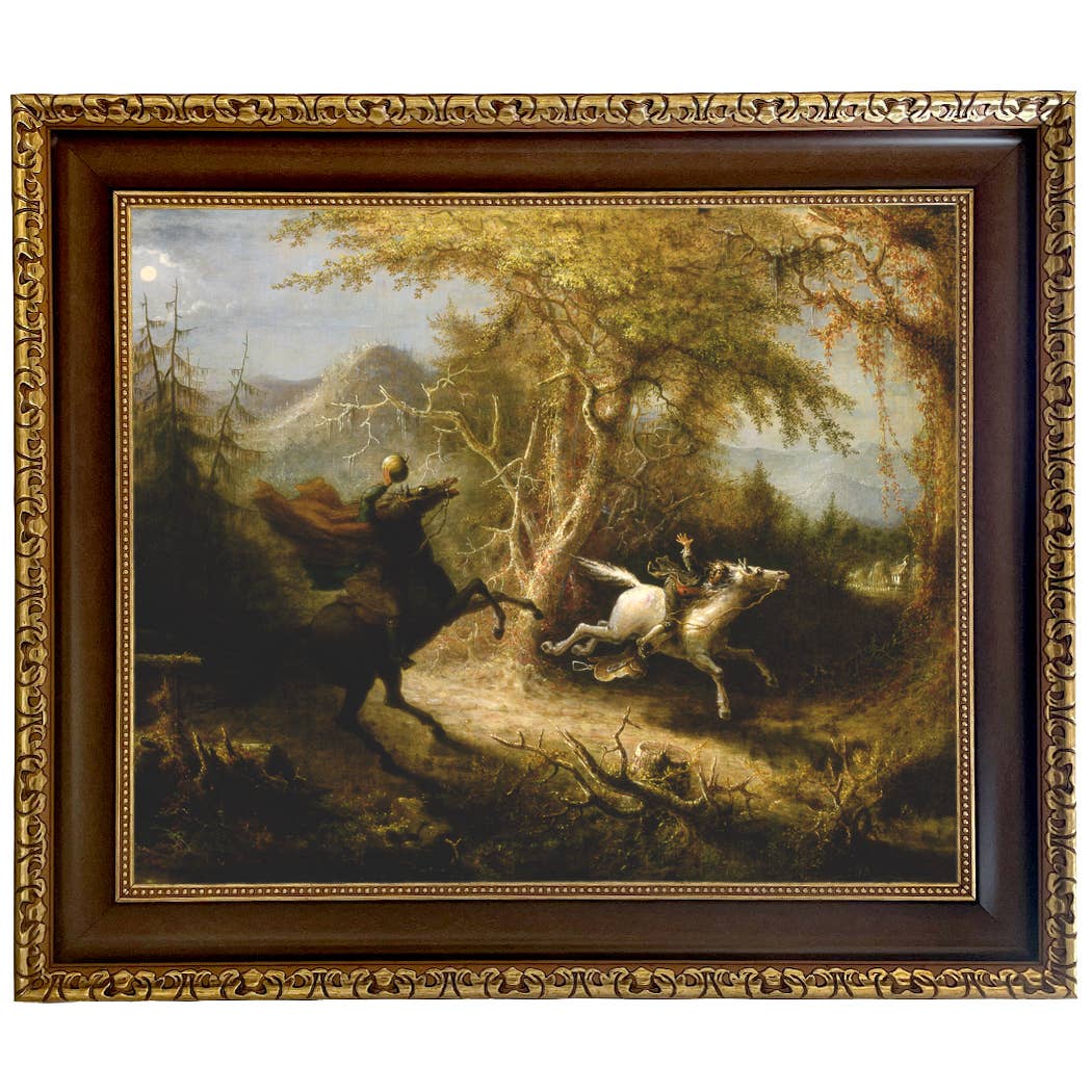 Madison Bay Co. - Historical Home Decor Reproductions - Wholesale Schilderen/Tekenen - Schilderijafdruk van de Ruiter zonder Hoofd die Ichabod Crane Achtervolgt84