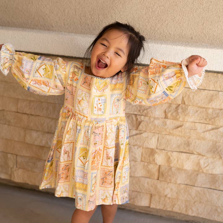 Love, Eloise - Wholesale Dress - Kids - Vintage Stamps Dress0