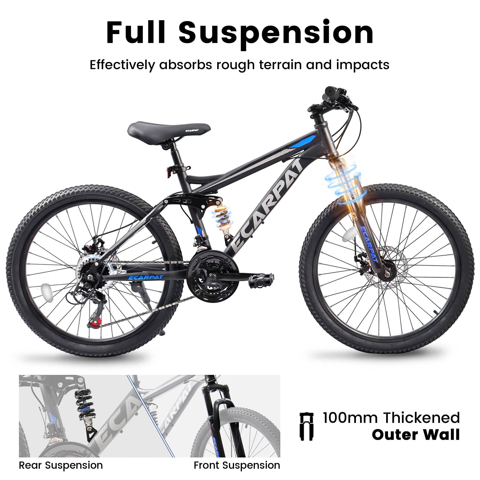 39F Inc. - Wholesale Biking Accessories - 26in 21-Speed Full Suspension Mountain Bike with Disc Brakes5