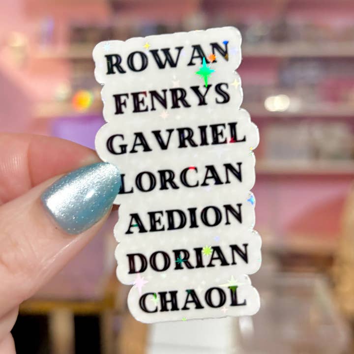 Throne of Glass Book Boyfriends Names Sticker for wholesale by Awfullynerdy.co