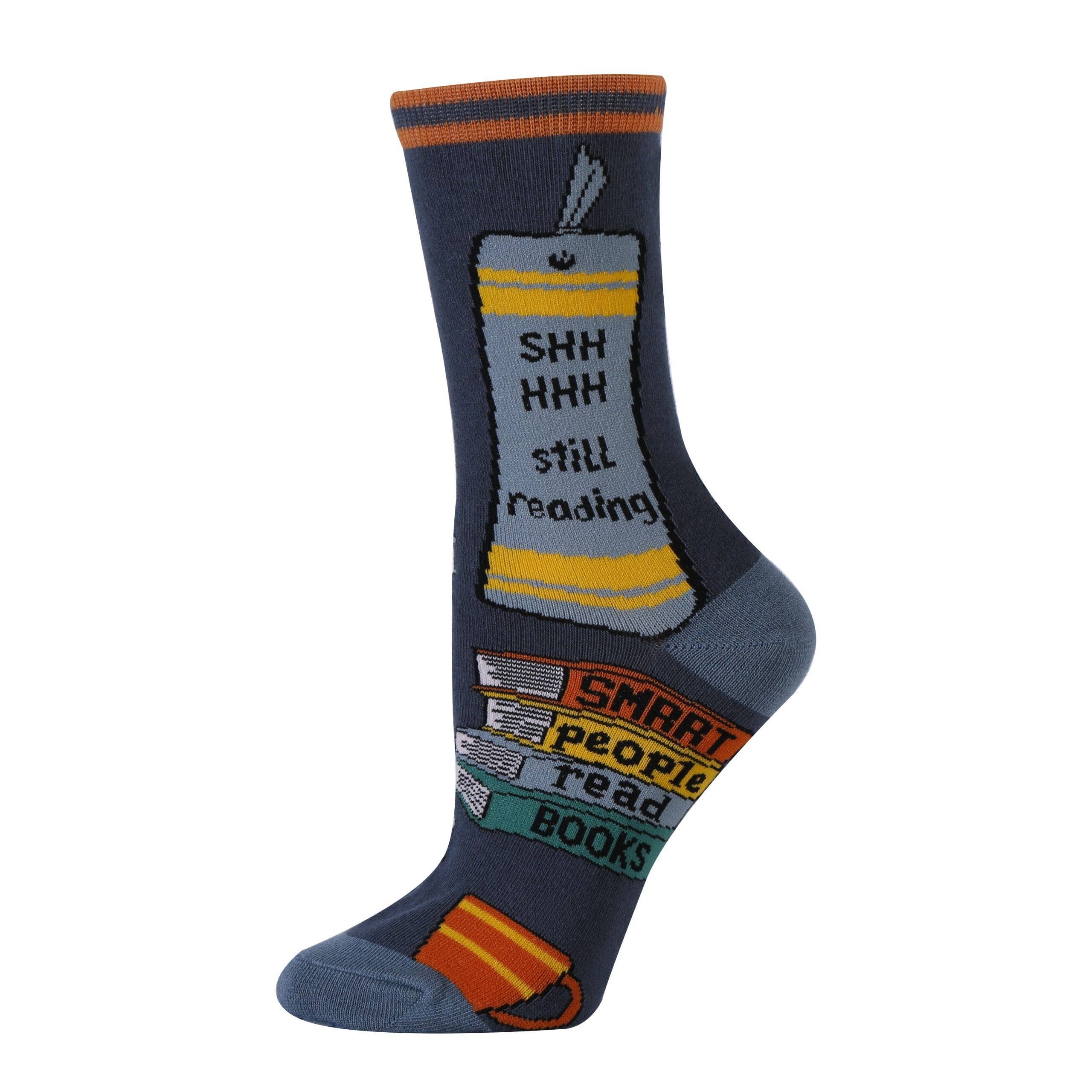 Oooh Yeah/Sock It Up/Oooh Geez Slippers - Vente Chaussettes – femme - Je suis en train de lire | Chaussettes Funny Novelty Crew pour femmes2
