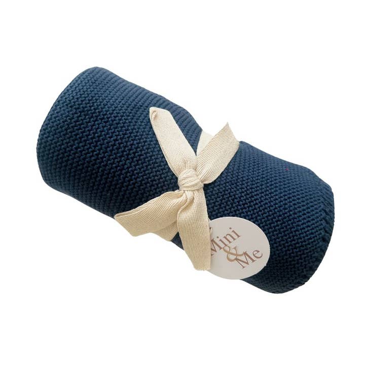 Mini & Me Cable Baby Blanket Cambridge Blue for wholesale by Cuddle Bug & Co