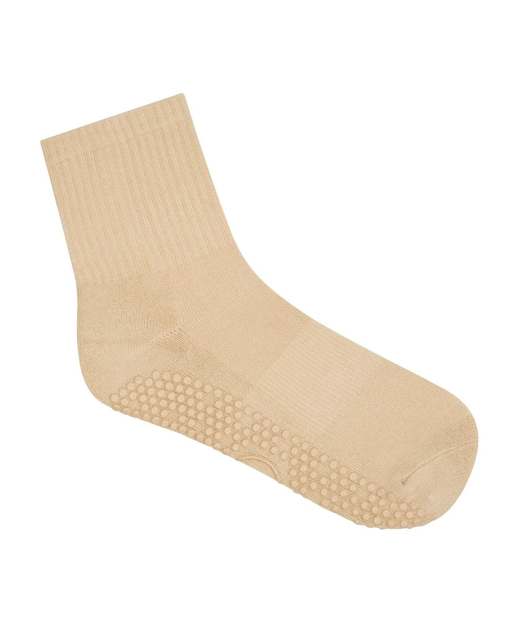 MoveActive - Wholesale Socks - Women's - Crew Non Slip Grip Socks - Almond4