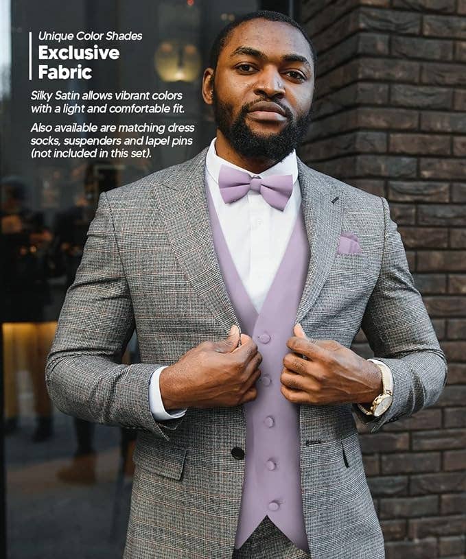 Dubal Brothers - Wholesale Suit Vest - Men's - Vittorio Farina Solid Satin Vest Set (White Back) Var. 01 (Beige-Maize)24