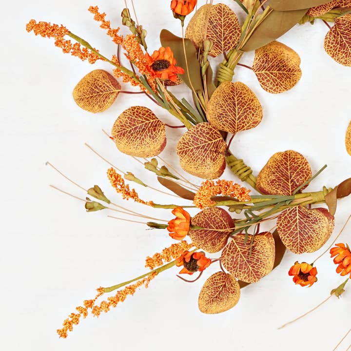 Holiday Depot Inc. - Wholesale Wreath - 530252- 14in(6.5)Wreath-Fall Mix Country Daisy Garden-1