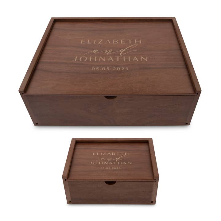 Weddingstar Inc. - Venta al por mayor Caja de regalo - Caja de regalo de madera con tapa corredera - Modern Couple